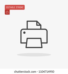 Outline printer icon isolated on grey background. Line fax symbol for website design, mobile application, ui. Editable stroke. Vector illustration, eps10.