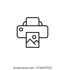 Icono de la impresora de contorno con documento de Imagen impreso
