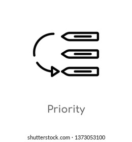 outline priority vector icon. isolated black simple line element illustration from content concept. editable vector stroke priority icon on white background