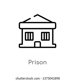 outline prison vector icon. isolated black simple line element illustration from buildings concept. editable vector stroke prison icon on white background