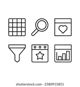 Outline Product Display and Inventory Icons for Online Shopping Platforms