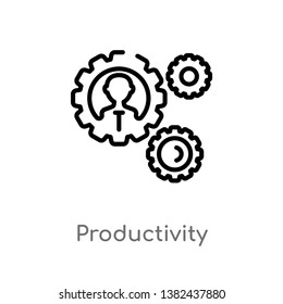 outline productivity vector icon. isolated black simple line element illustration from digital economy concept. editable vector stroke productivity icon on white background