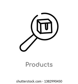 outline products vector icon. isolated black simple line element illustration from marketing concept. editable vector stroke products icon on white background