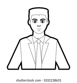outline profile man with elegant shirt and tie