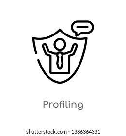 outline profiling vector icon. isolated black simple line element illustration from gdpr concept. editable vector stroke profiling icon on white background