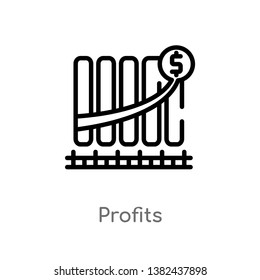 outline profits vector icon. isolated black simple line element illustration from digital economy concept. editable vector stroke profits icon on white background