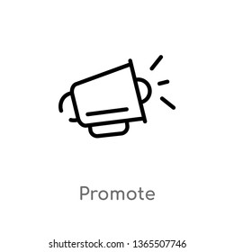 outline promote vector icon. isolated black simple line element illustration from marketing concept. editable vector stroke promote icon on white background