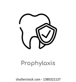 outline prophylaxis vector icon. isolated black simple line element illustration from dentist concept. editable vector stroke prophylaxis icon on white background