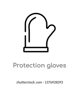 outline protection gloves vector icon. isolated black simple line element illustration from food concept. editable vector stroke protection gloves icon on white background
