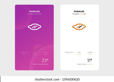 outline puddles icon design concept on white and purple backgrounds. vector weather icon and web element for mobile applications