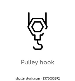 outline pulley hook vector icon. isolated black simple line element illustration from construction concept. editable vector stroke pulley hook icon on white background
