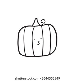 Outline pumpkin. Cute character. Graphic design. Outline icon on white background.