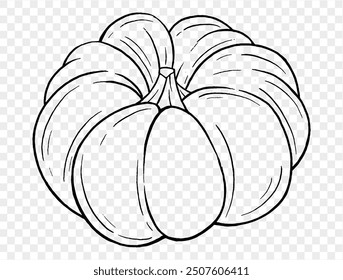 Outline pumpkin hand draw with brush style isolated on png or transparent texture,Halloween party background ,element template for poster, brochures, online advertising, vector illustration 