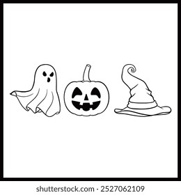 Outline of a pumpkin head and little ghost
