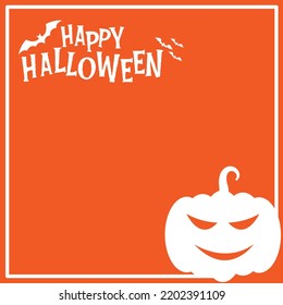 Outline pumpkin with scary face. Minimal abstract Halloween background. Vector illustration.