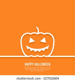 Outline pumpkin with scary face. Minimal abstract Halloween background. Vector illustration. 