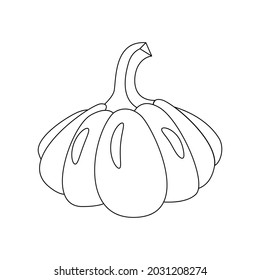 Outline pumpkin vector illustration. Line art food, autumn, harvest.