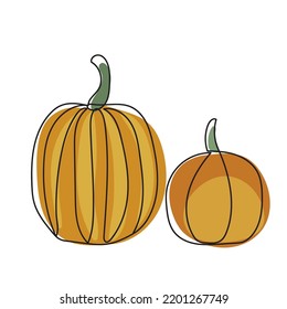 Outline of a pumpkins with bright abstract elements. Orange striped pumpkins.