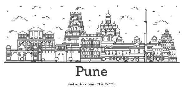 Outline Pune India City Skyline Historic Stock Vector (Royalty Free ...