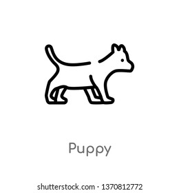 outline puppy vector icon. isolated black simple line element illustration from animals concept. editable vector stroke puppy icon on white background