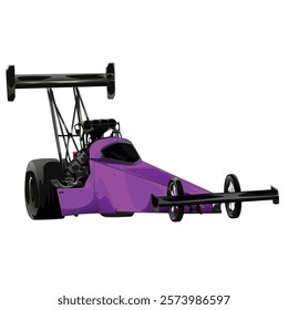 Outline purple racing car, isolated on a black background, for t-shirt design, print, and for business, purposes.