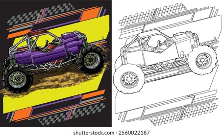 outline purple truck splash, isolated on a black background, for t-shirt design, print, and for business, purposes.