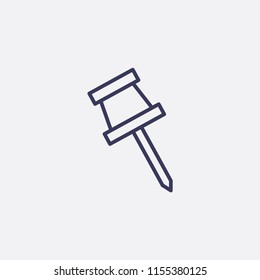 Outline push pin icon illustration,vector tool sign symbol