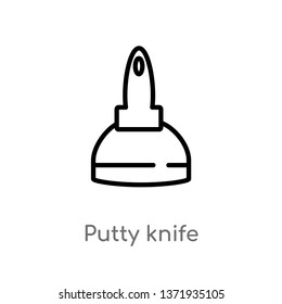 outline putty knife vector icon. isolated black simple line element illustration from construction concept. editable vector stroke putty knife icon on white background