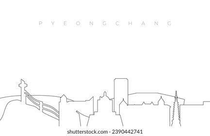 Outline Pyeongchang skyline. Trendy template with Pyeongchang buildings and landmarks in line style. Stock vector design. 