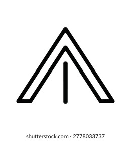 Outline pyramid or triangle icon with a vertical line in the middle, triangle