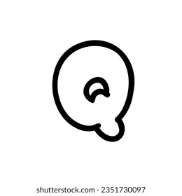 Outline Q letter of latin english font in outline bubble style isolated on white background. For branding, font, logo, abc, presentation, alphabet, signboard, lettering, education.