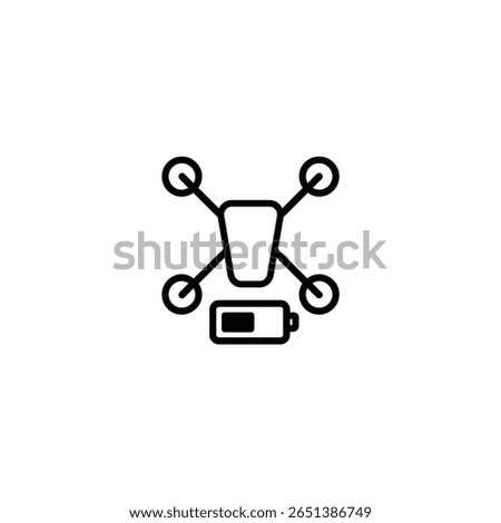 An outline of a quadcopter drone with a half-full battery indicator, representing medium power level.