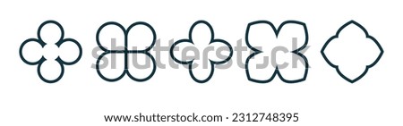 Outline quatrefoil symbol set. Gothic or christian old symbol. Classic traditional decorative element. Quatrefoil geometric shape. Vector illustration ストックフォト © 