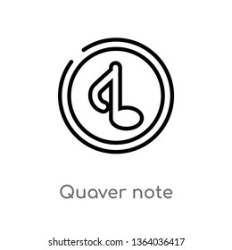 outline quaver note vector icon. isolated black simple line element illustration from music concept. editable vector stroke quaver note icon on white background
