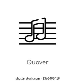 outline quaver vector icon. isolated black simple line element illustration from music and media concept. editable vector stroke quaver icon on white background