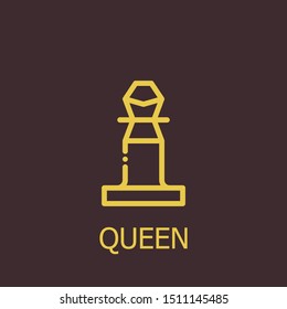 Outline queen vector icon. Queen illustration for web, mobile apps, design. Queen vector symbol.