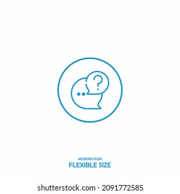 Símbolo del vector de ilustración de icono de pregunta de esquema para ayuda, firma, pregunta, faq, marca, información, burbuja, gráfico