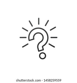 Outline question mark with rays burst icon vector illustration on white background