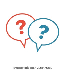 Outline question mark in speech bubble, isolated on white background