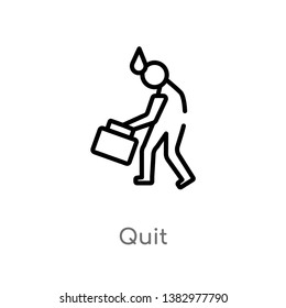 outline quit vector icon. isolated black simple line element illustration from job resume concept. editable vector stroke quit icon on white background
