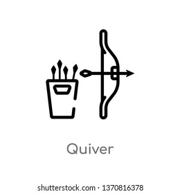 outline quiver vector icon. isolated black simple line element illustration from asian concept. editable vector stroke quiver icon on white background