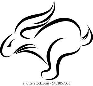 Outline rabbit animal logo vector icon design