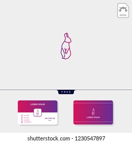outline rabbit, bunny creative logo template for corporate vector illustration, business card design template include