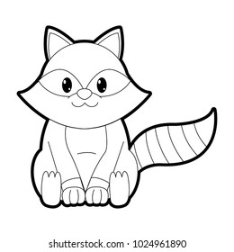 outline raccoon cute wild animal character