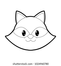 outline raccoon head cute animal character