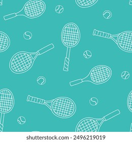 Outline Racket Tennis Ball Vector Seamless Pattern illustration Design