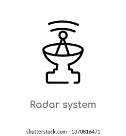 outline radar system vector icon. isolated black simple line element illustration from astronomy concept. editable vector stroke radar system icon on white background