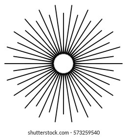 Outline of radial, radiating geometric element. Abstract shape.