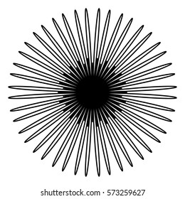 Outline of radial, radiating geometric element. Abstract shape.