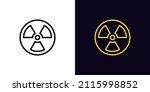 Outline radiation icon with editable stroke. Linear radiation sign, hazard pictogram. Nuclear energy, danger zone, radioactive pollution and waste, nuke. Vector icon, sign, symbol for UI and Animation